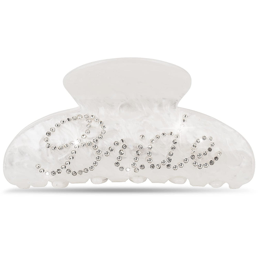 Saliyaa bride clip front view showing clean white logo and bridal flair