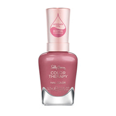 Sally Hansen front bottle showing rose-pink shade and glossy finish benefit