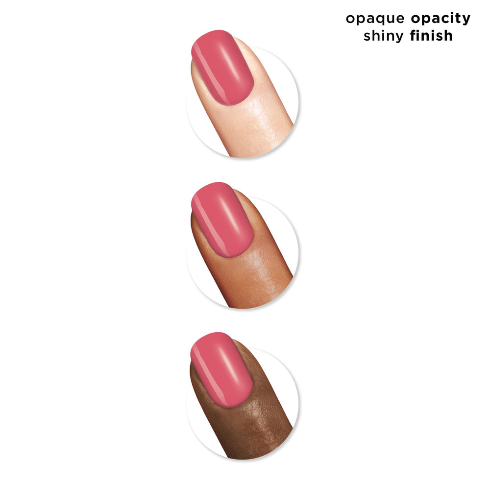 Sally Hansen painted nails with 315 Fast and Fuchsia showing opaque one-coat coverage