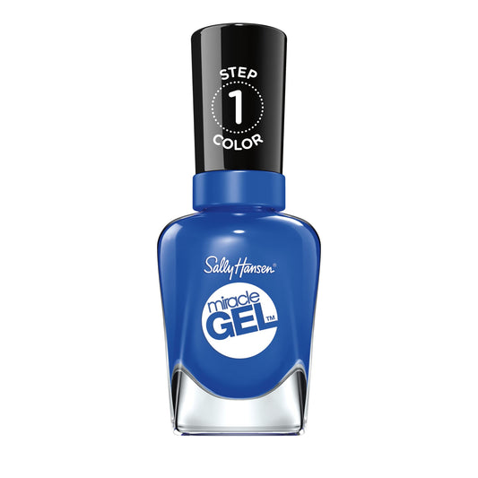 Sally Hansen bottle front view showing dark blue Tidal Wave shade and glossy finish