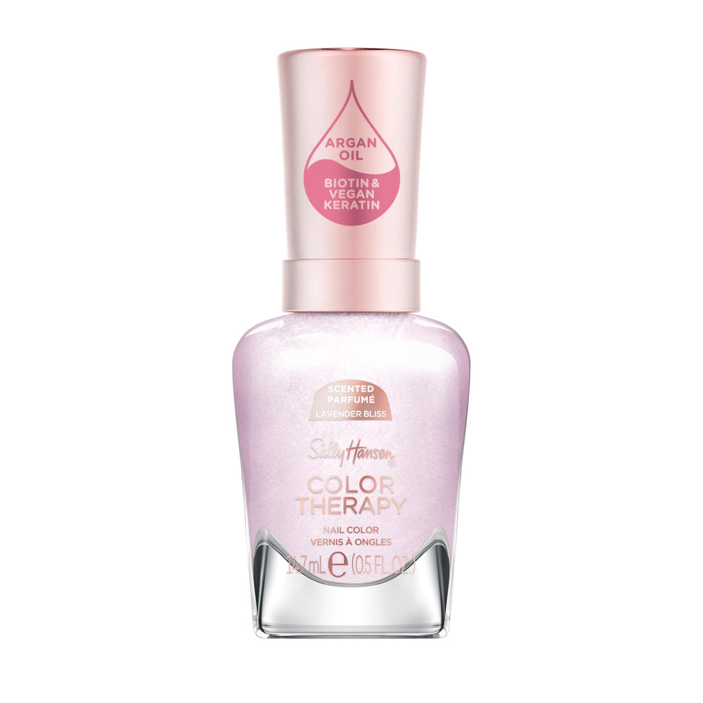 Sally Hansen bottle front view showing calming lavender shade and glossy finish