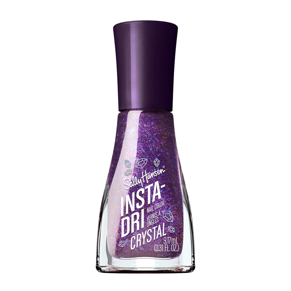 Sally Hansen bottle front packaging showing holographic violet shade and benefit quick-dry finish