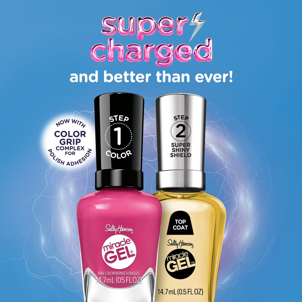 Sally Hansen showing two-step application with top coat delivering long-lasting wear