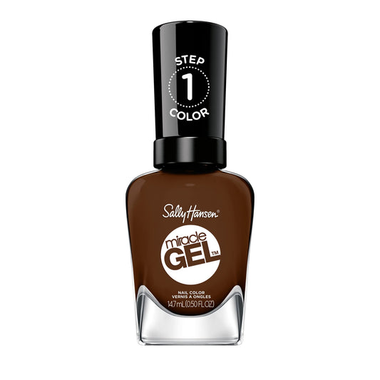 Sally Hansen front bottle showing rich dark brown color and easy application