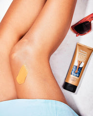 Sally Hansen before and after legs showing concealed veins and freckles