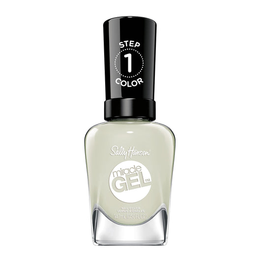Sally Hansen bottle front view showing mint green shade and salon finish