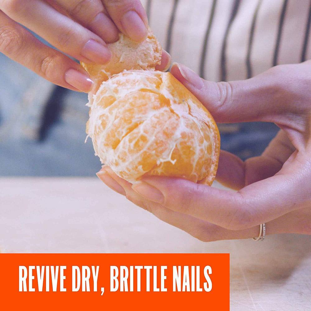 Sally Hansen bottle beside avocado and pomegranate showing nourishing-ingredient benefit