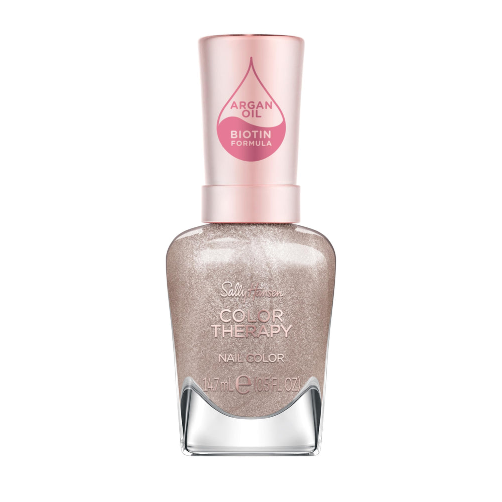 Sally Hansen bottle front view showing khaki beige polish and glossy finish