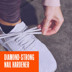 Close-up of fingernails after Sally Hansen hardener showing strengthened look benefit