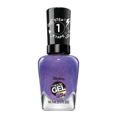 Sally Hansen frosted tips front packaging showing shimmery purple finish and benefit long wear