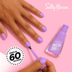 Sally Hansen swatch on nail tip showing holographic shimmer and one-coat coverage