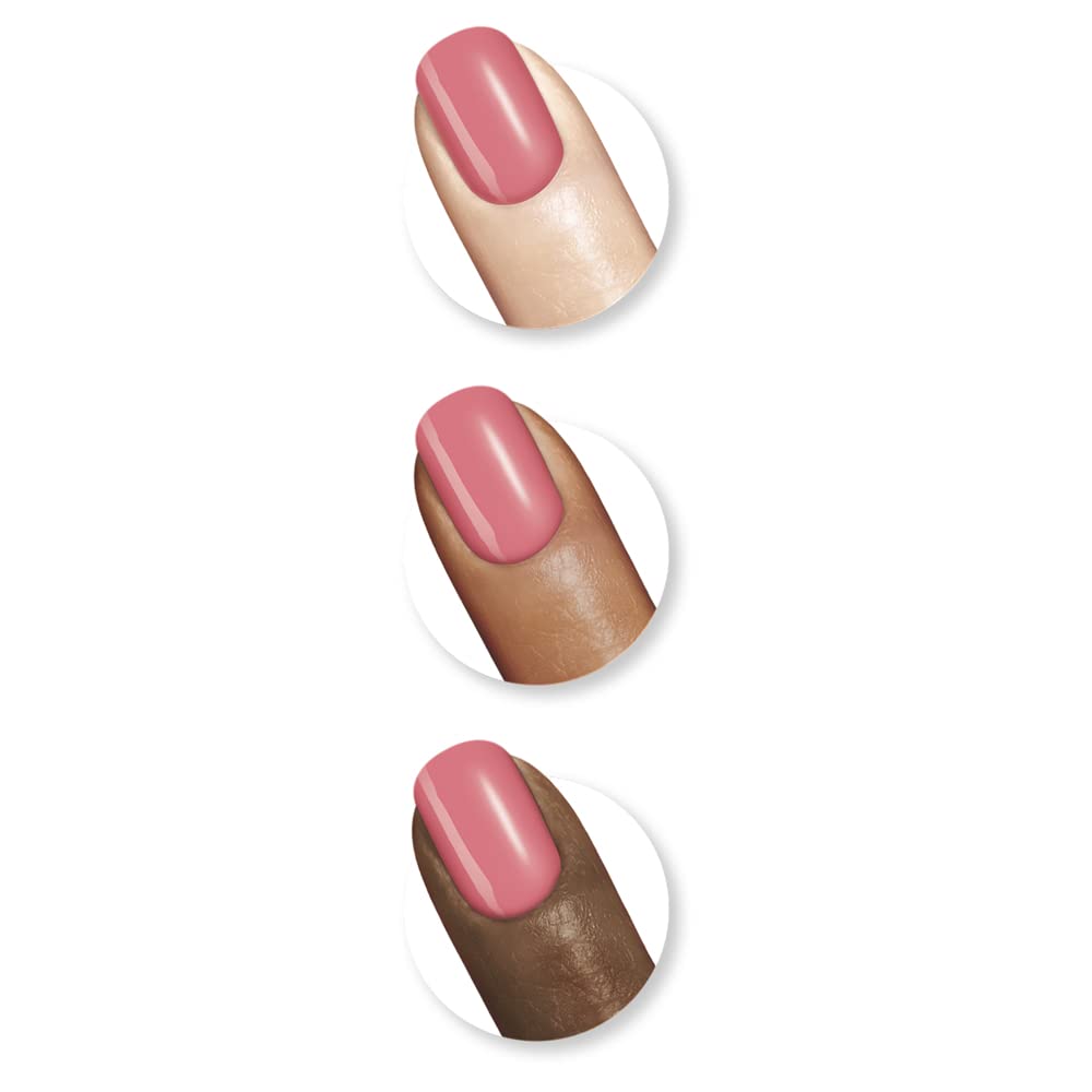 Sally Hansen painted nail close-up illustrating Giant Peach chip-resistant benefit