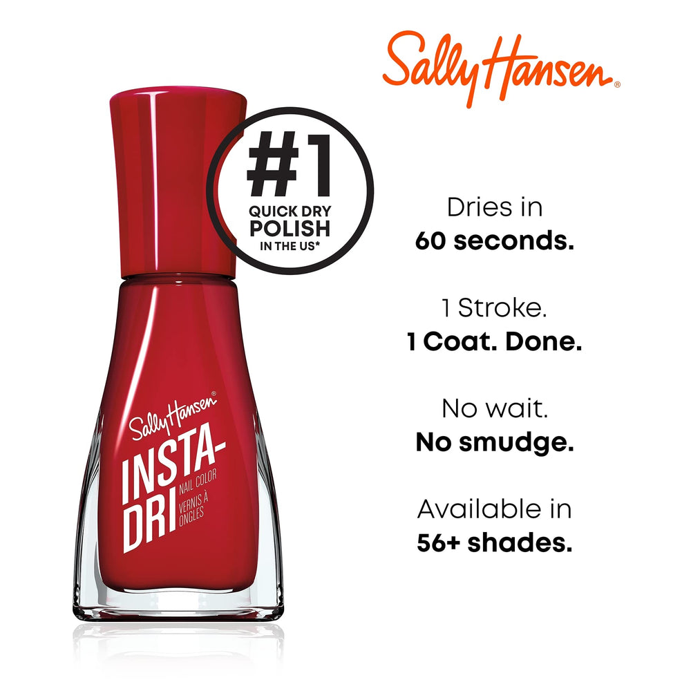 Sally Hansen painted hand in lifestyle scene demonstrating wearable color and quick application