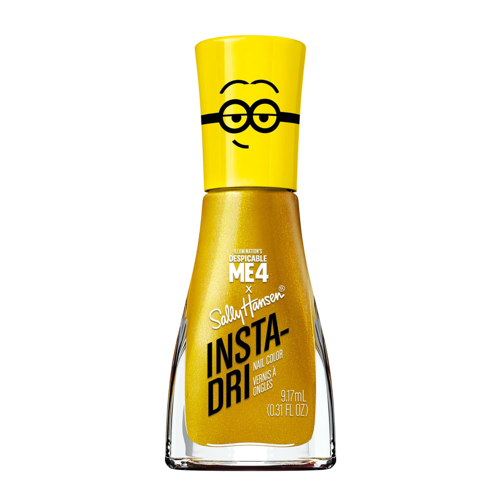 Sally Hansen Going Mega front bottle showing metallic gold finish and quick-dry benefit