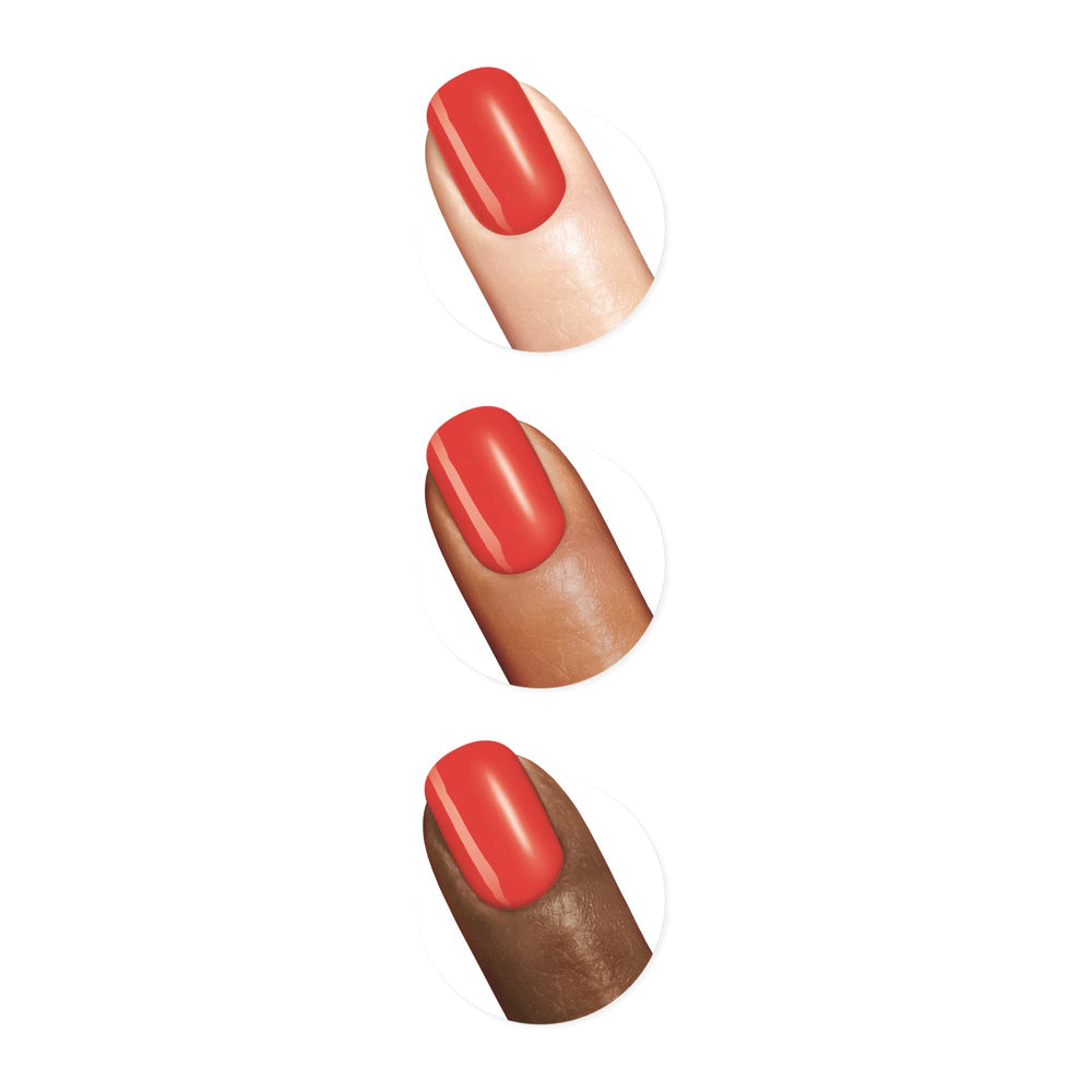 Hand swatch of Sally Hansen hail cherry showing vibrant red payoff