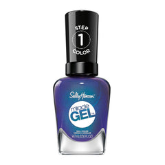 Sally Hansen Hyp-Nautical front bottle showing deep indigo and glossy finish benefit
