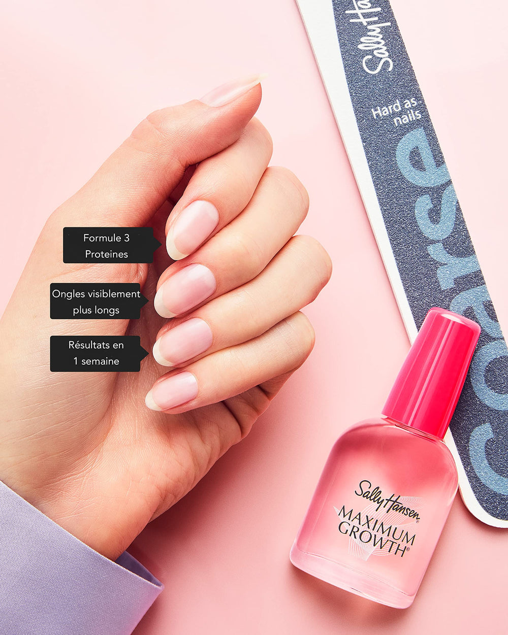Sally Hansen on a vanity suggesting daily nail care routine benefit