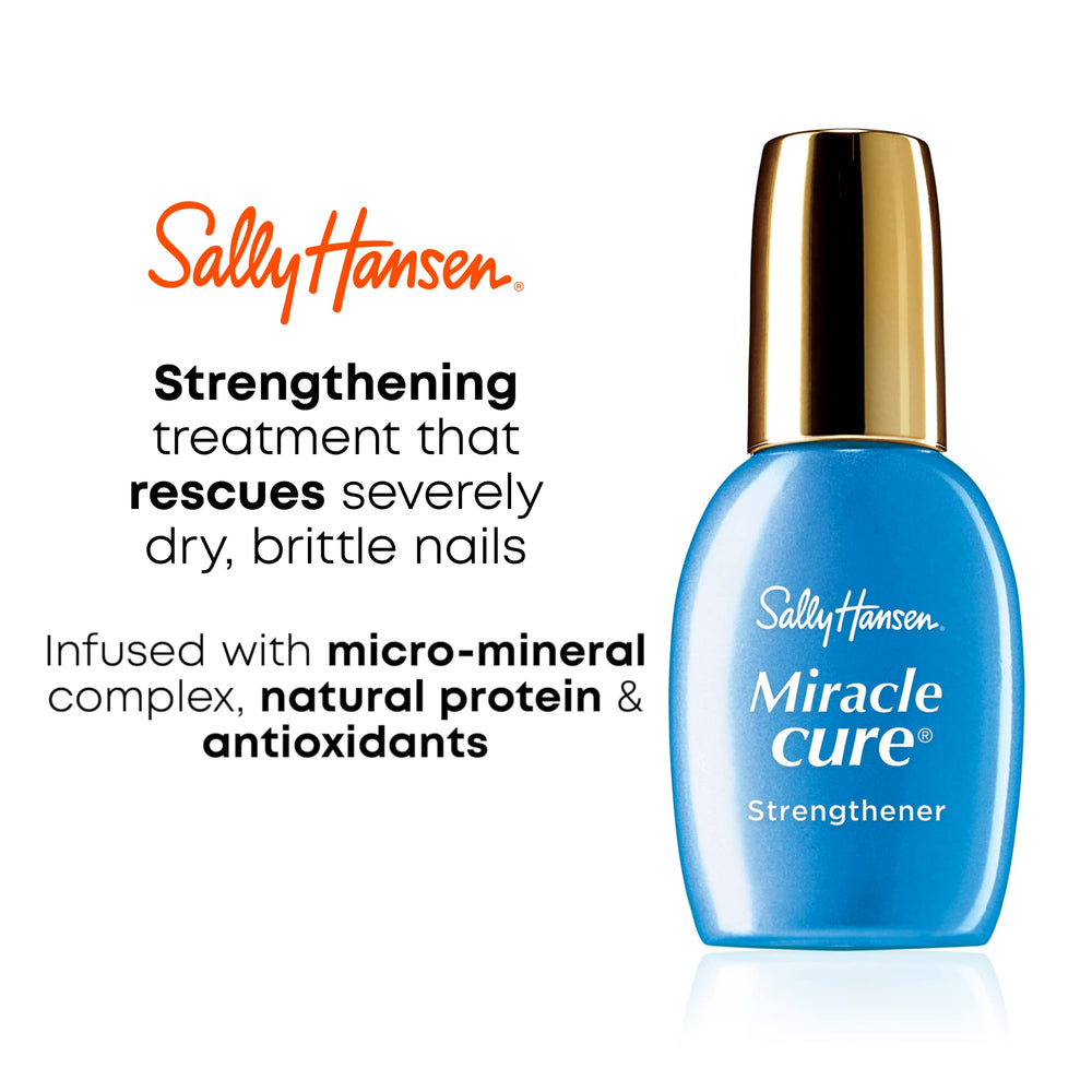 Sally Hansen Miracle Cure brush applying clear formula to nail for instant smoothing benefit