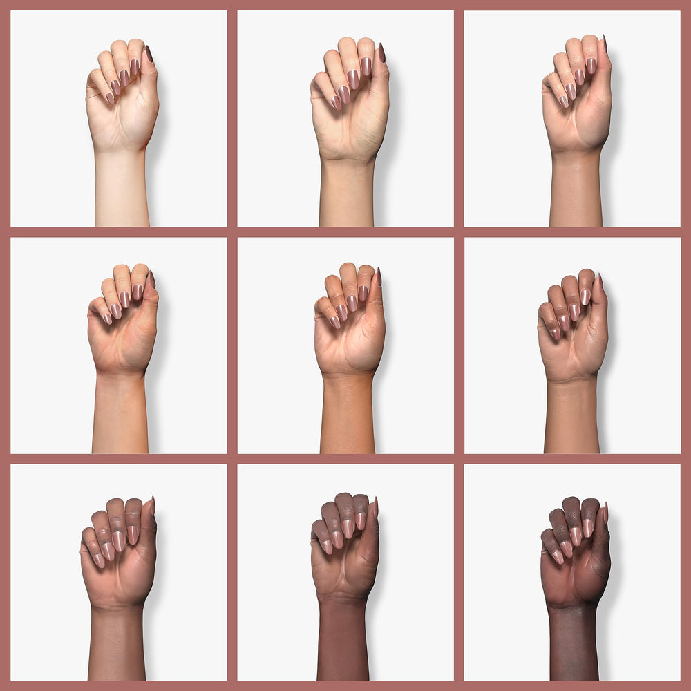 Sally Hansen swatch on nail wheel showing shade and wear advantage
