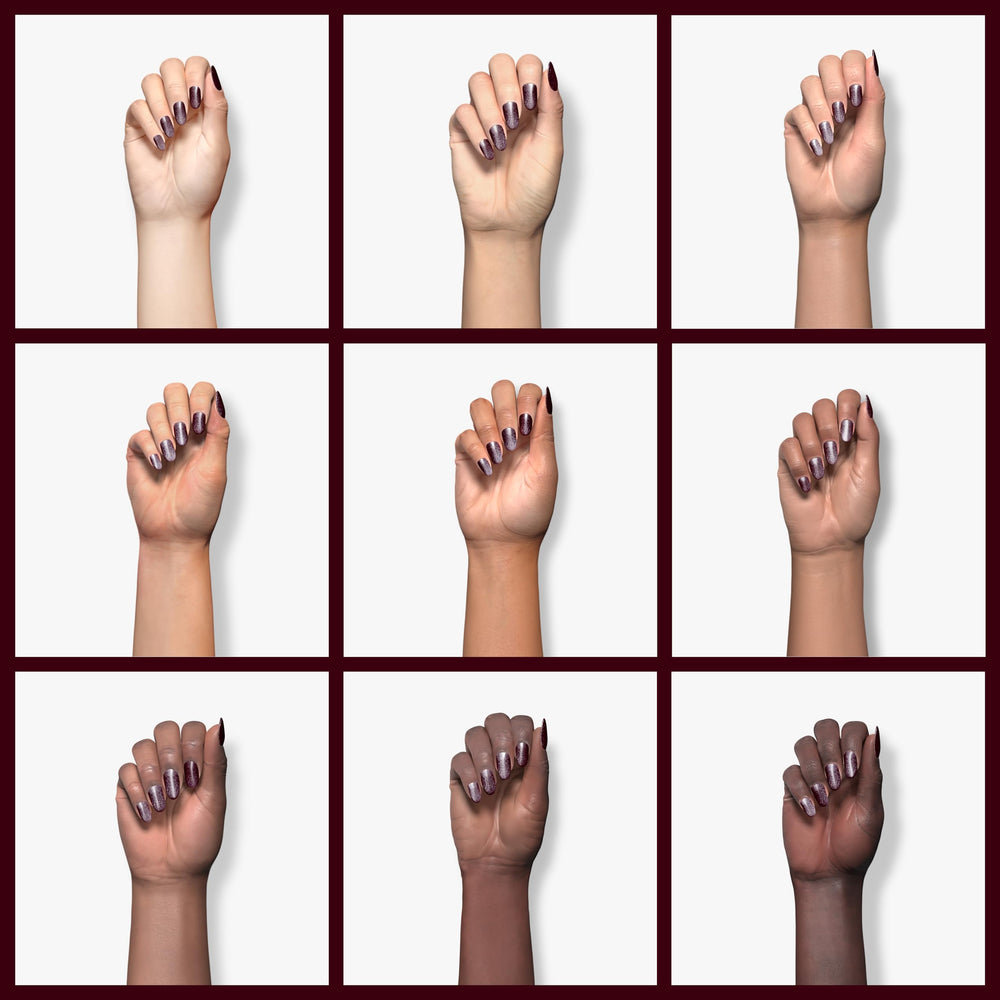 Sally Hansen swatch on hand model showing true shade and wearable style