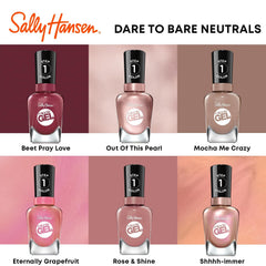 Sally Hansen bottle paired with Miracle Gel top coat for long-wear protection