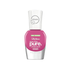 Sally Hansen bottle front view showing deep pink color and glossy finish benefit