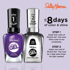 Sally Hansen color swatch on nails displaying durable Purplexed purple finish and long-lasting wear