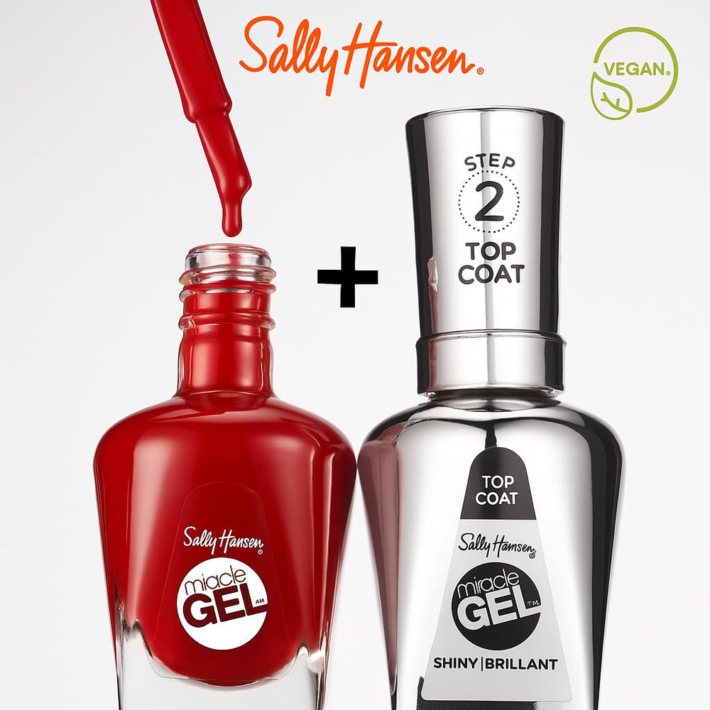 Sally Hansen Miracle Gel top coat bottle highlighting enhanced gloss and durability