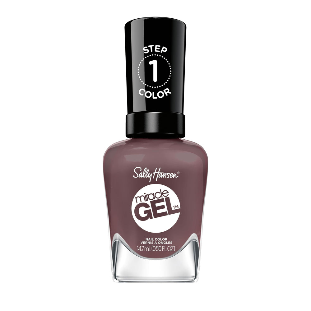 Sally Hansen bottle front view showing rich brown shade and salon finish