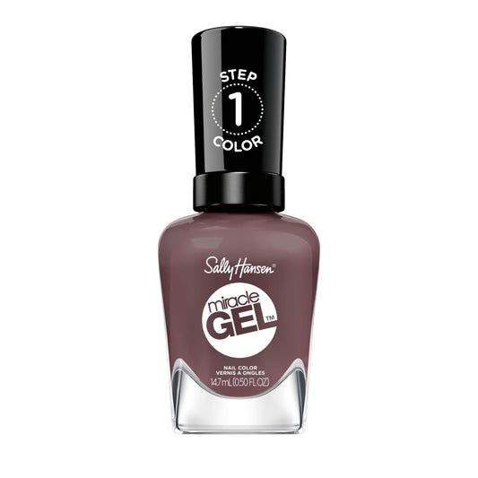 Sally Hansen bottle front view showing rich brown shade and salon finish