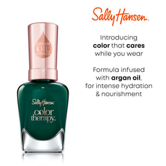 Sally Hansen brush applying serene green for smooth streak-free coverage benefit