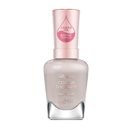 Sally Hansen bottle front view showing serene gray-taupe color and glossy finish
