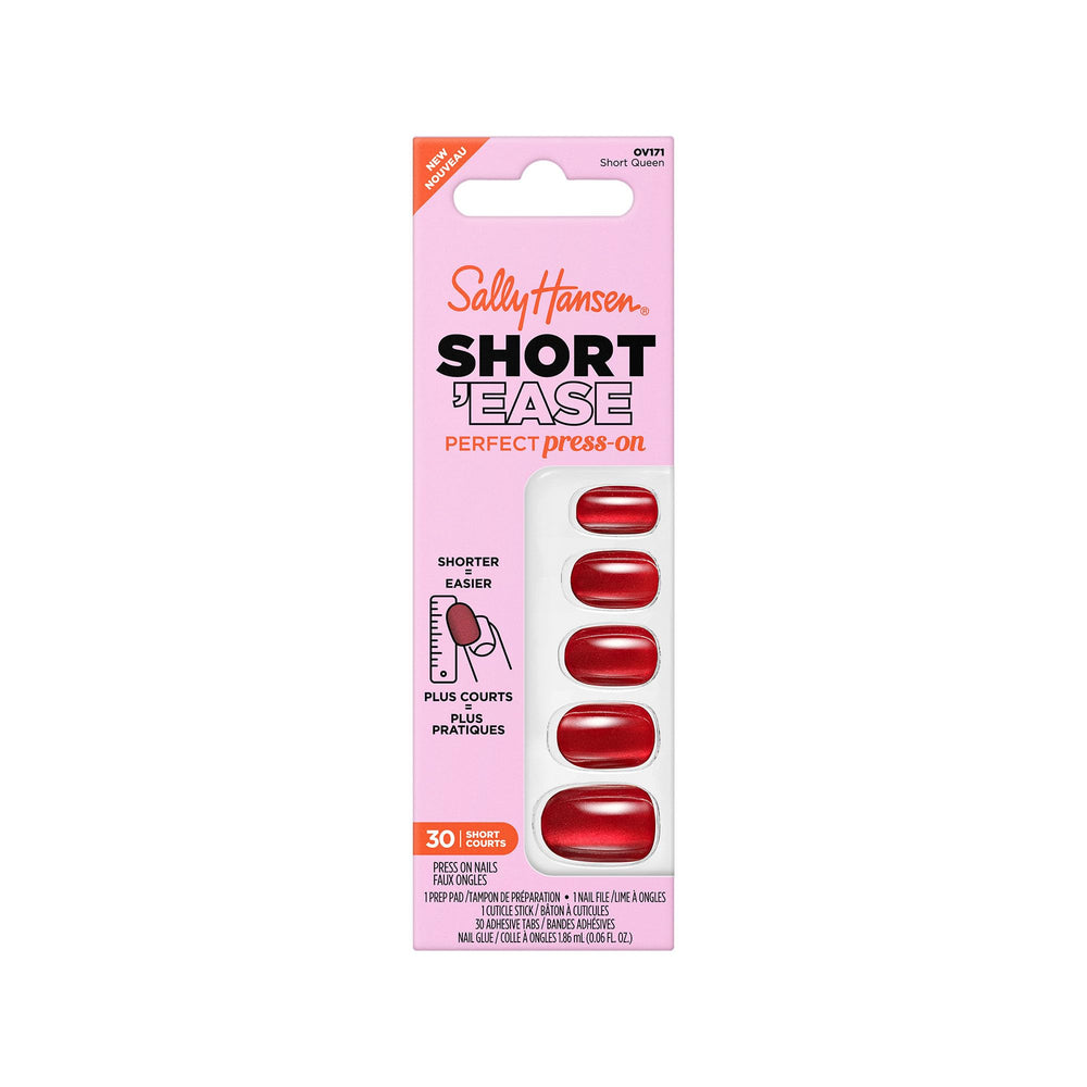 Sally Hansen front packaging showing short oval press-on nails and kit benefits