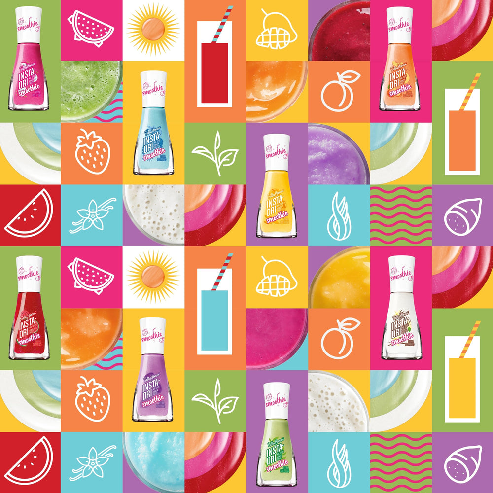 Sally Hansen bottle inside a travel makeup kit for on-the-go touch-ups