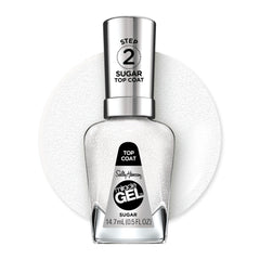 Sally Hansen bottle front label showing Sugar Top Coat and gel-like finish benefit
