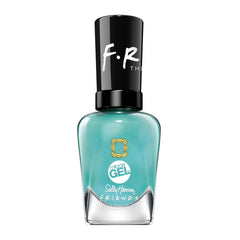 Sally Hansen bottle front view showing teal color and glossy finish