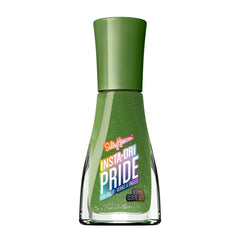 Sally Hansen bottle front view showing vibrant green polish and fast-dry benefit