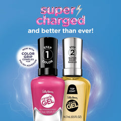 Sally Hansen top coat application on nail demonstrating glossy protection benefit