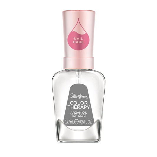 sally hansen top coat front bottle showing label and clear shine benefit