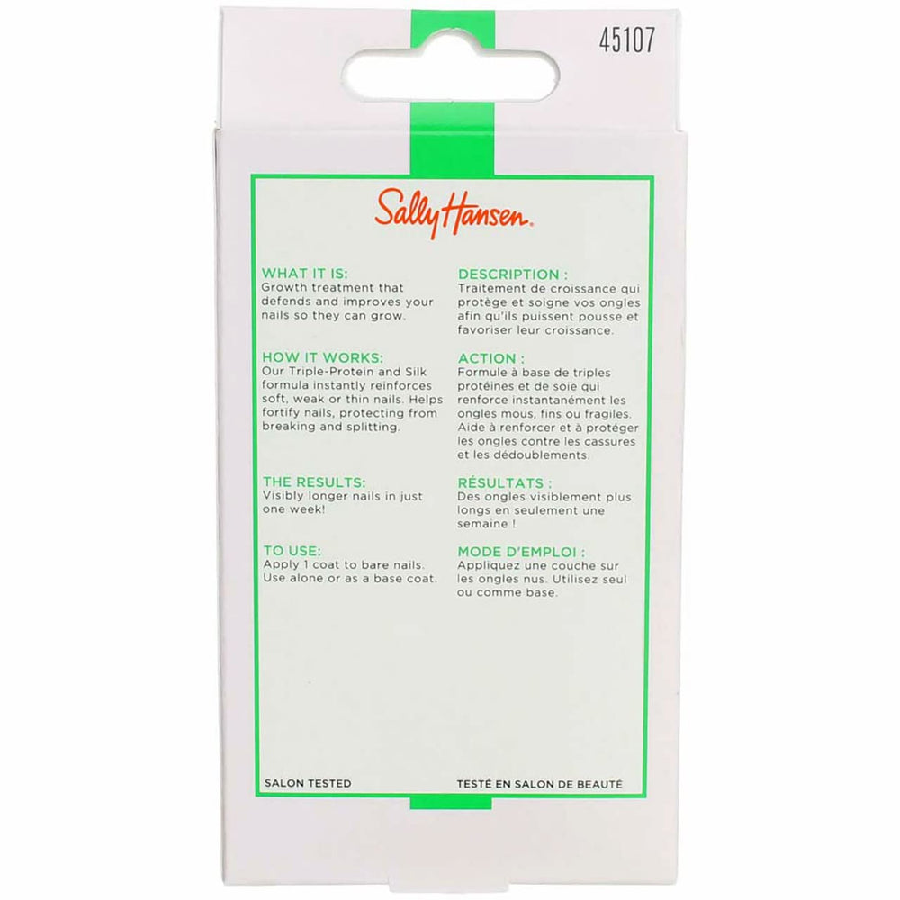 Sally Hansen treatment applied to nail before and after showing visible surface improvement