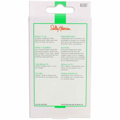 Sally Hansen treatment applied to nail before and after showing visible surface improvement