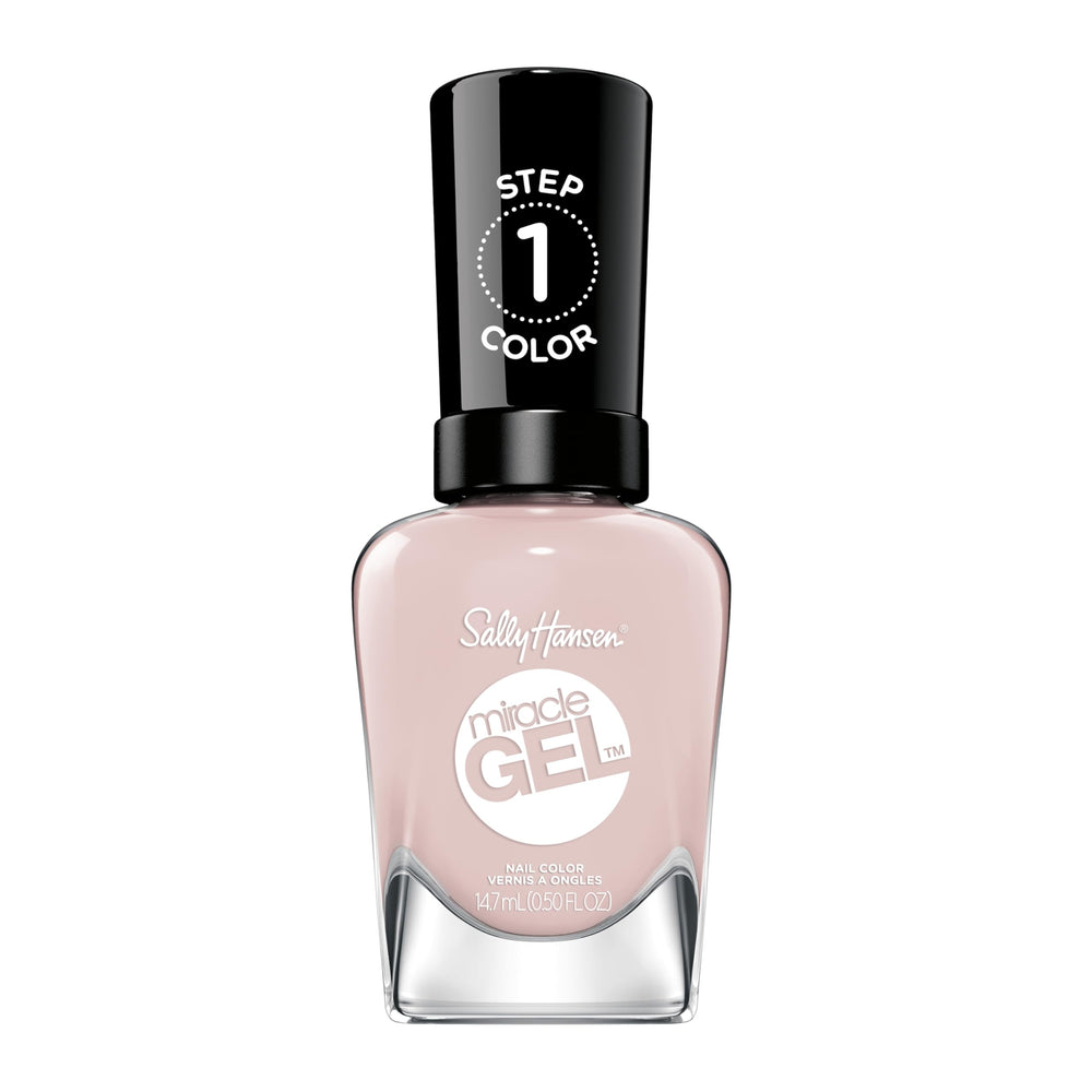 Sally Hansen bottle front showing milky-pink shade and easy two-step benefit