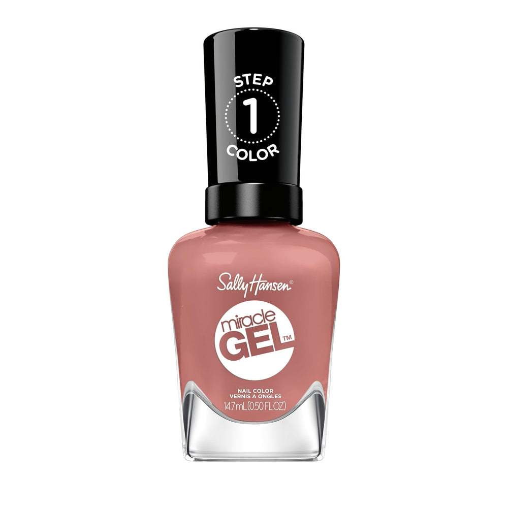 Sally Hansen front bottle showing dusty plum pink shade and visible label for easy selection