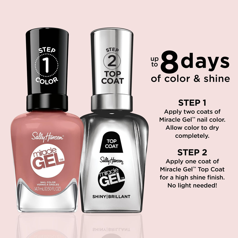Sally Hansen swatch on nails displaying opaque dusty plum tint and salon-like shine
