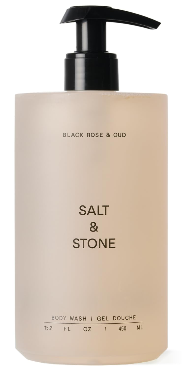 Salt & Stone front bottle view showing label and scent, highlighting clean formula benefit