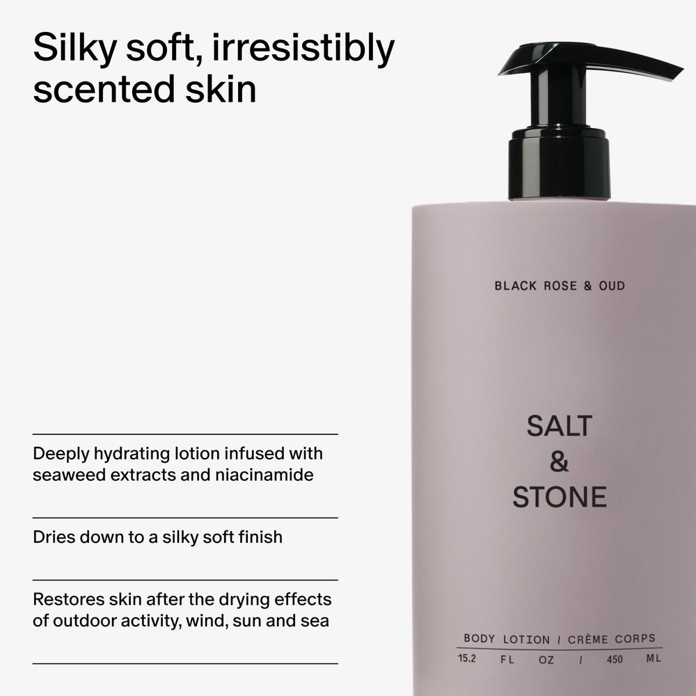 Salt & Stone applied to hand showing smooth absorption and softened skin