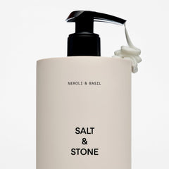Salt & Stone label close-up showing ingredient highlights for clean formula