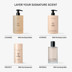 Salt & Stone bottle displayed on shelf showing clean, cruelty-free packaging