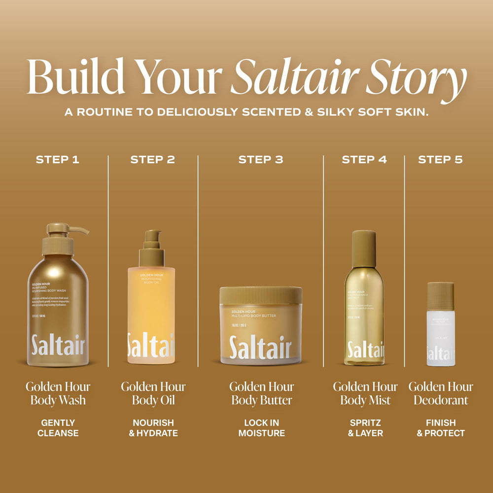 Saltair bottle beside towel indicating post-shower moisturizing benefit