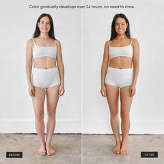 SALTYFACE back application with towel showing easy reach and even coverage benefit